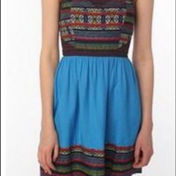 UO Silence + Noise Strapless Tribal Boho Dress S - Picture 2 of 7